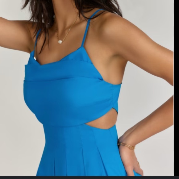 NWT SUSANA MONACO TURQUOISE BACK CUR OUT MAXI DRESS SZ SMALL - Picture 3 of 8